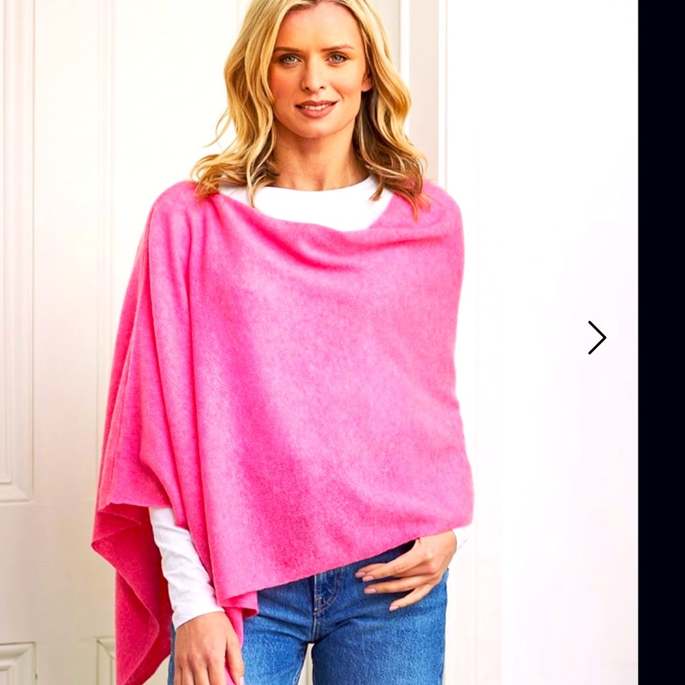 cashmere & wool handmade in Nepal bright pink Poncho pashmina - Picture 5 of 7